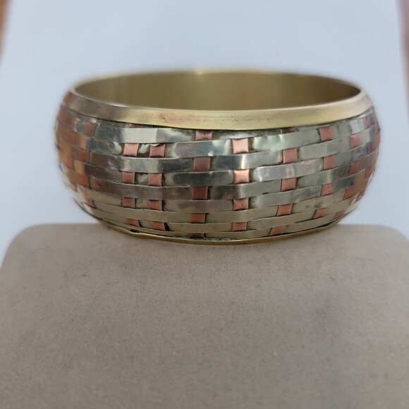 Vintage Mixed Metal Weave Bangle Bracelet - Picture 1 of 7